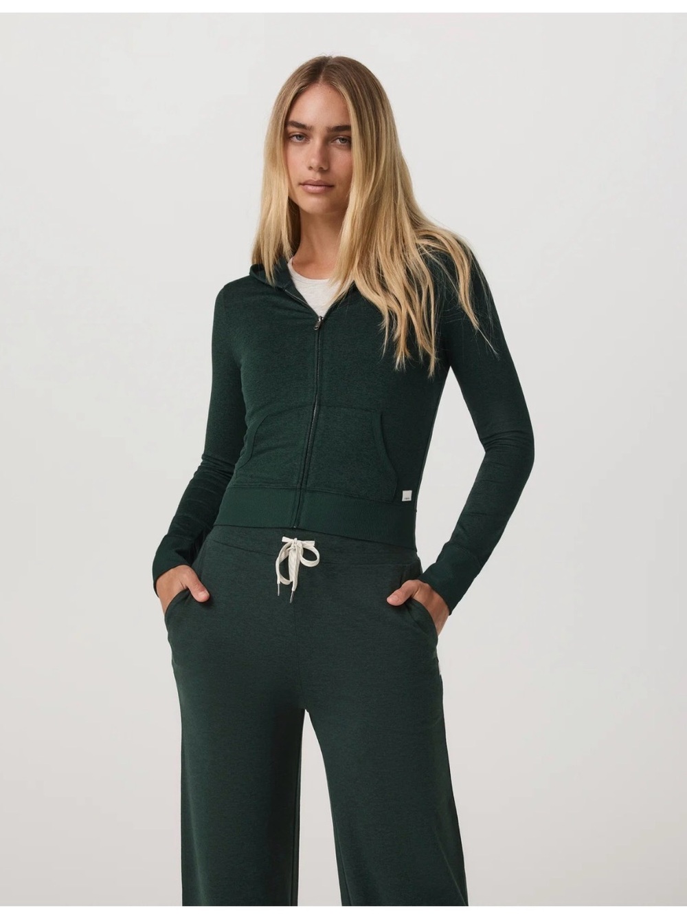Vuori Halo Mini FZ Hoodie Evergreen Heather Small NWT